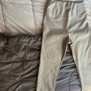 Leather light-beige pants